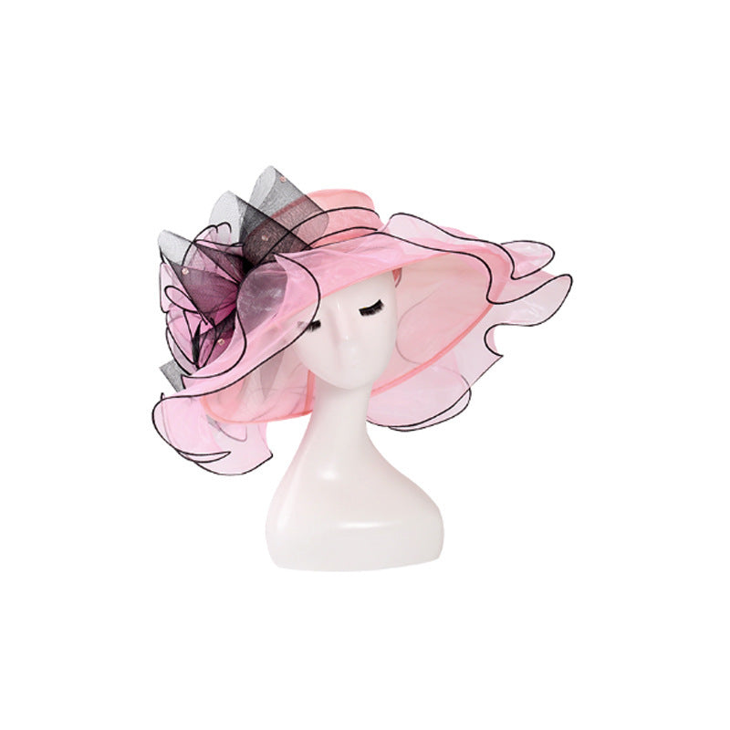 Women Fashion Big Brim Fashion Organza Dress Hat