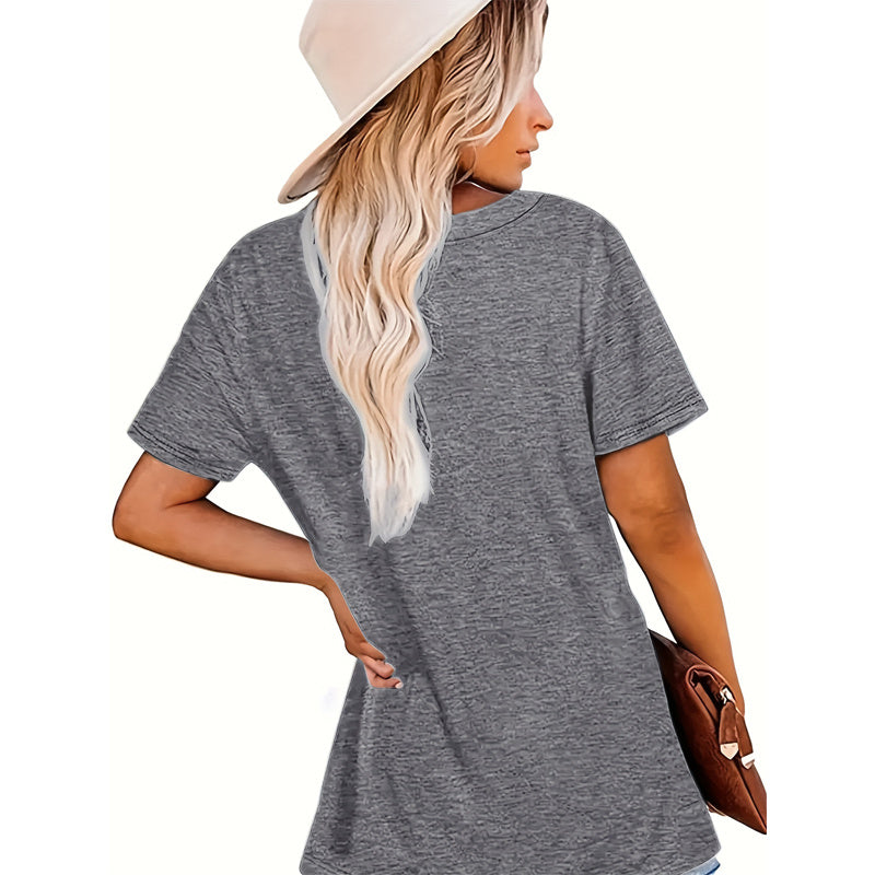 Women's Short Sleeve Round Neck Colorful Sunflower Print Tees Shirt Tops