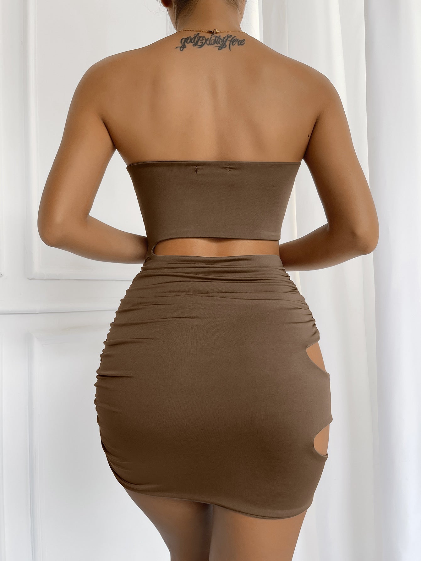 Women's Hollow Out Waist Fashion Tube Tops Night Party Dress