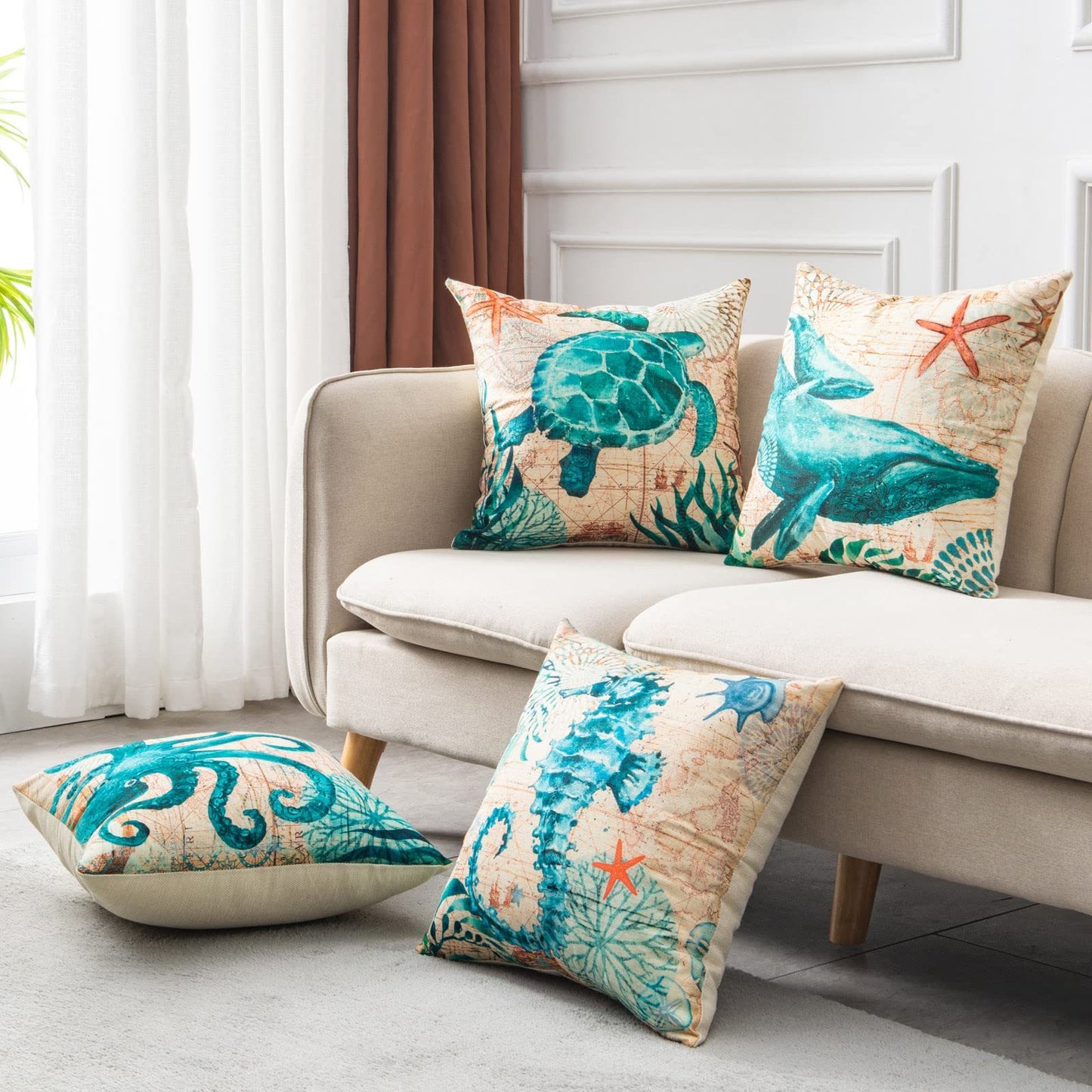 Cushion Covers Sea Turtle Printed Throw Pillowcase Cases Home Decor