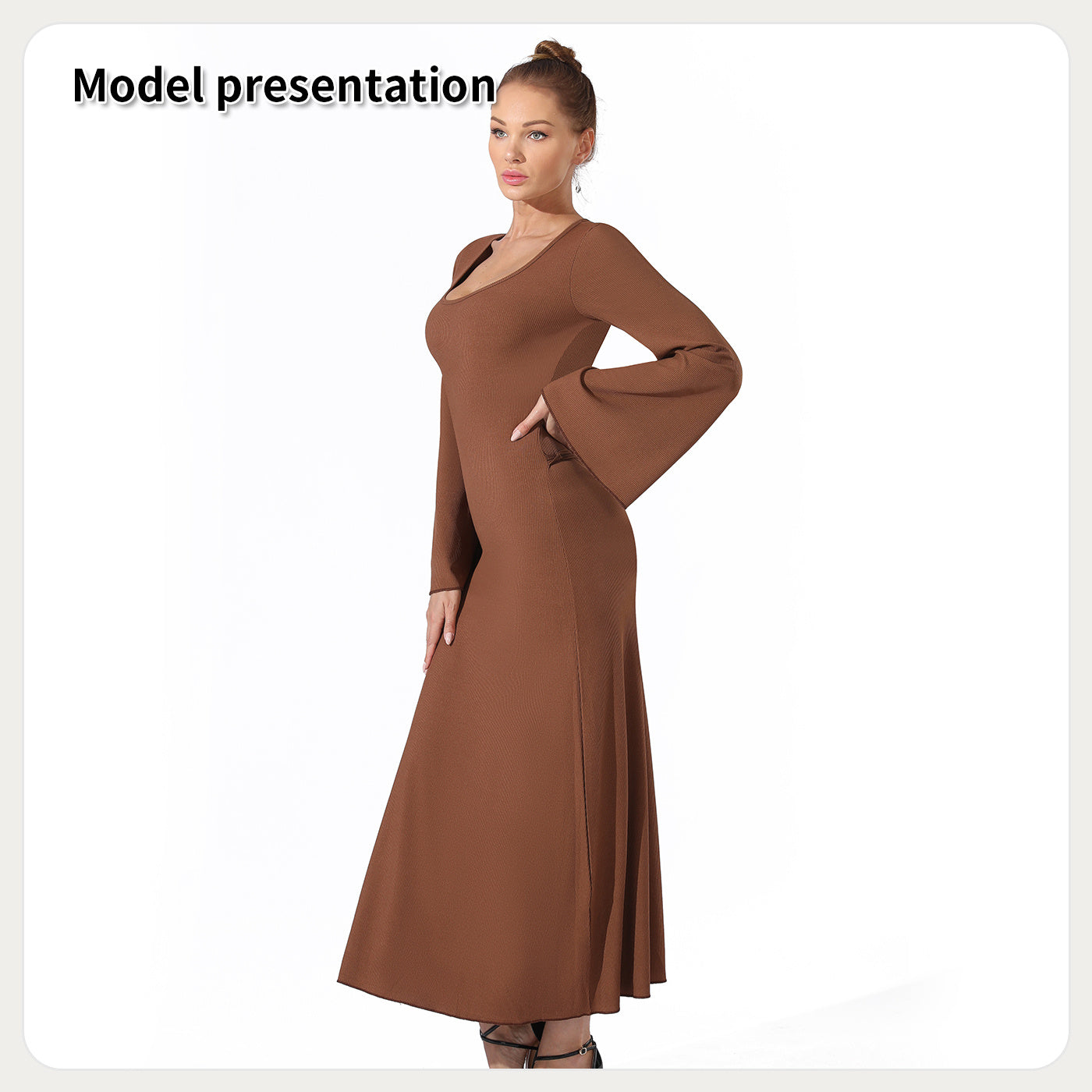 Women Fashion Simple Solid Color Long Party Dress