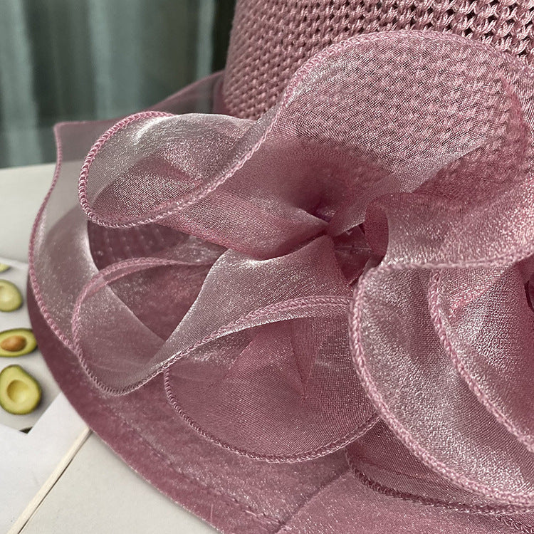 Women Sunscreen Splicing Wedding Travel Church Dress Sun Hat