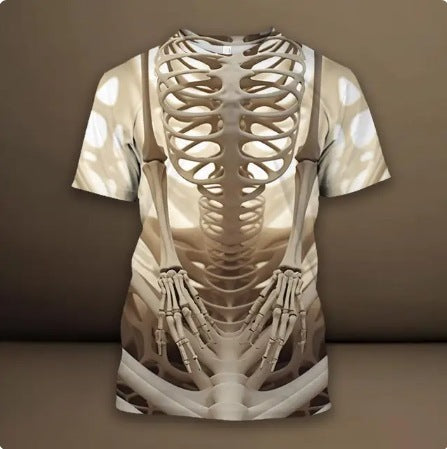 Men's 3D Skull Printed Hip Hop Trendy Tops Tees T-shirt