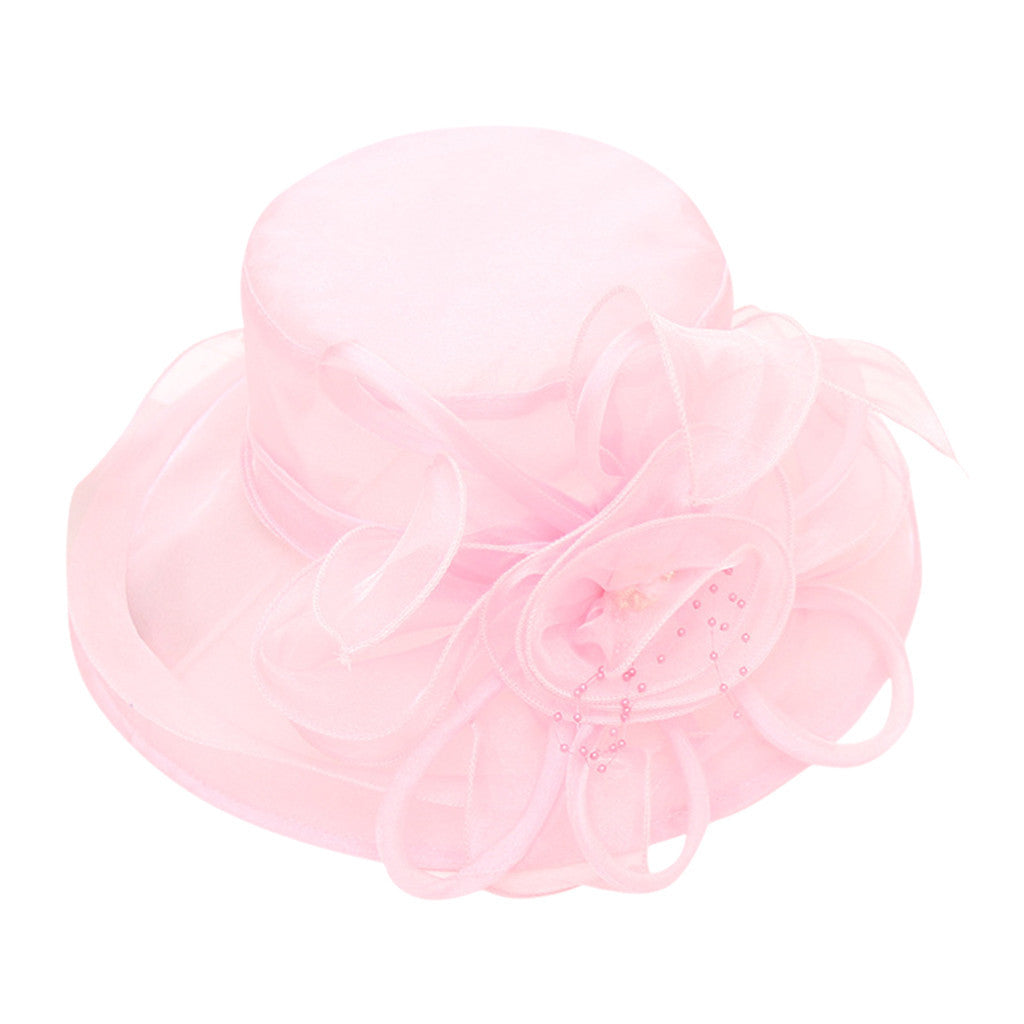 Women Mesh Big Brim Wedding Church Travel Dress Hat