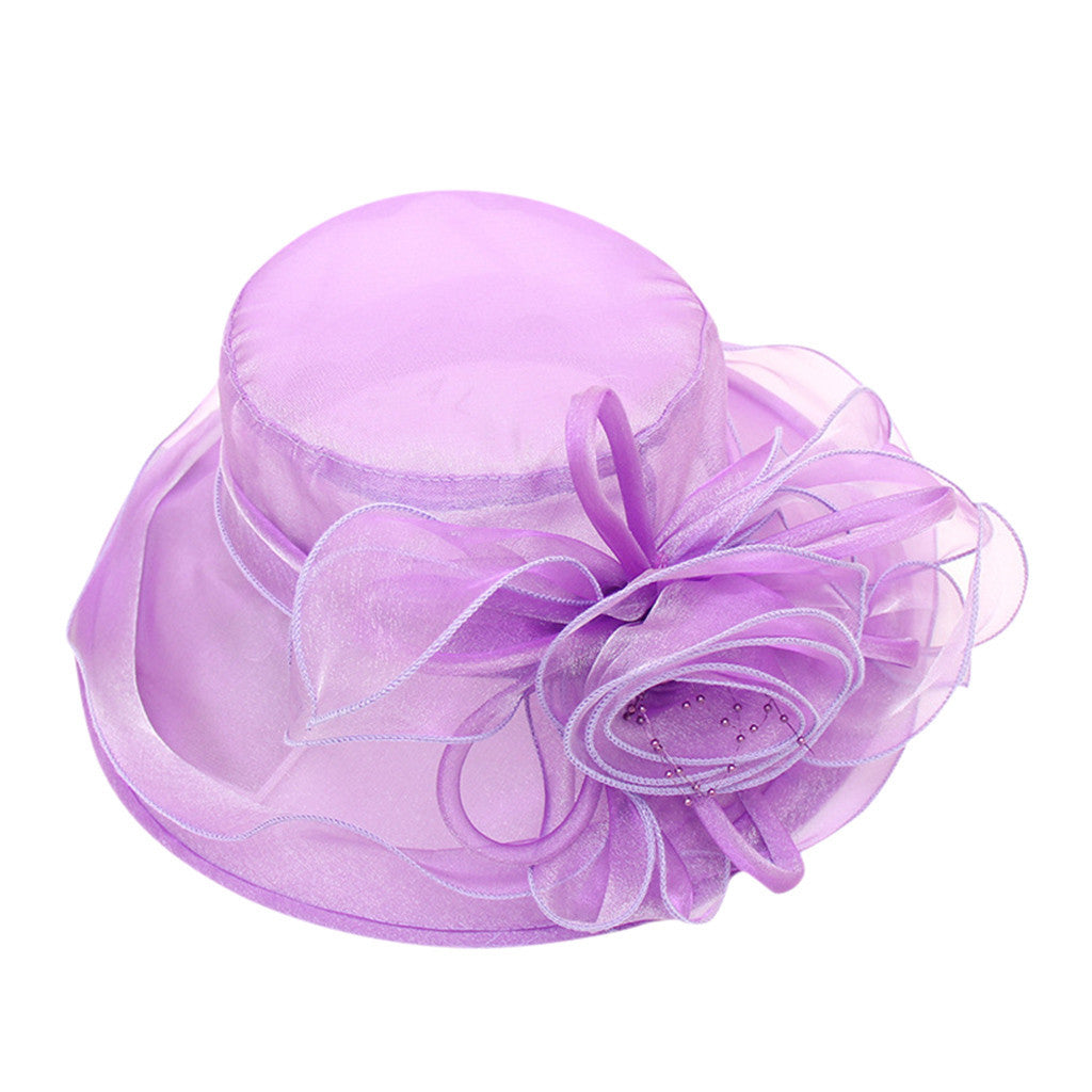 Women Mesh Big Brim Wedding Church Travel Dress Hat