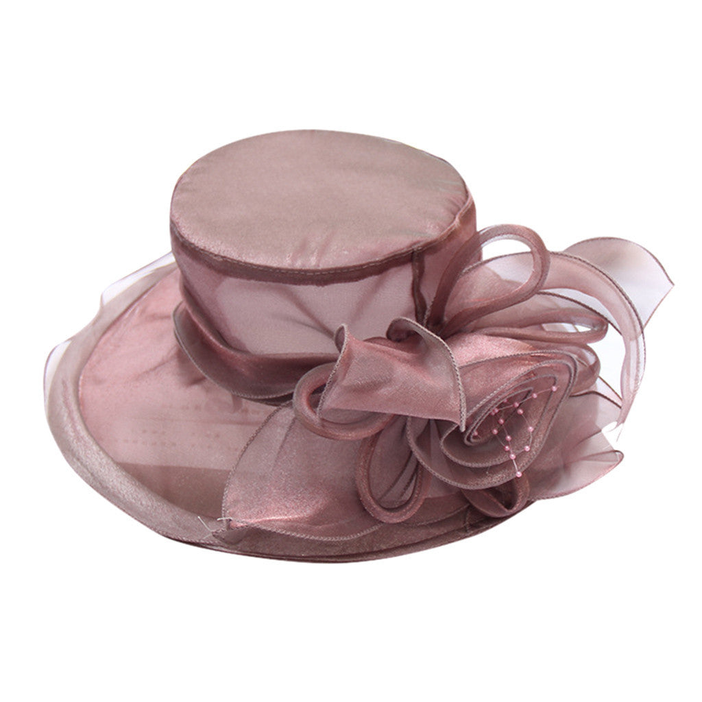 Women Mesh Big Brim Wedding Church Travel Dress Hat