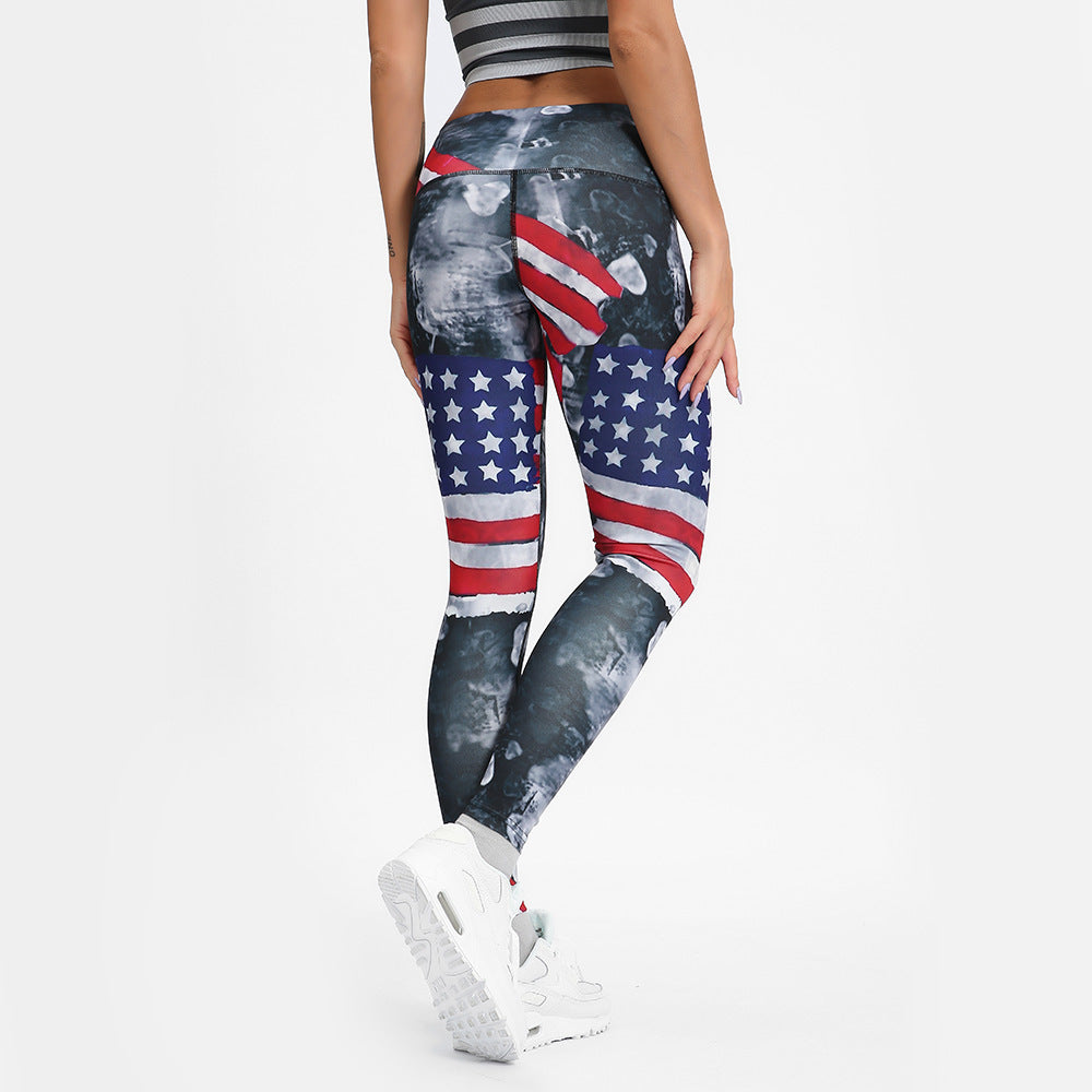 Sexy Printed Skinny Flag Sport Yoga Leggings Pants