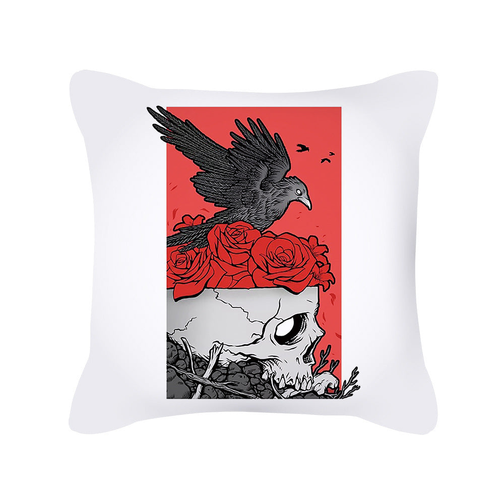 Home Decor Creative Skull Print Square Pillowcase Cushion Cover