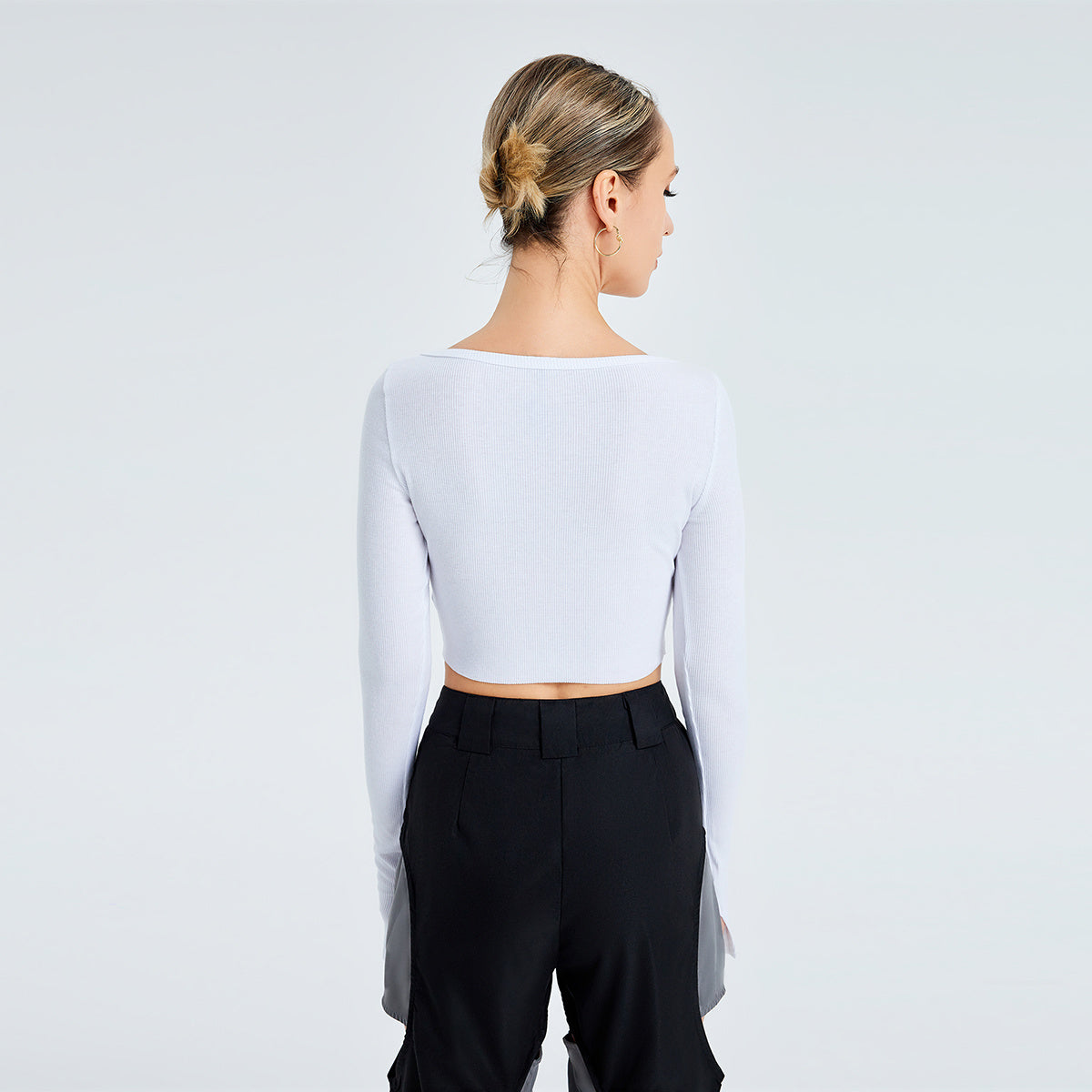 Women Fashion Solid Color V-neck Knitted Tops T-Shirt