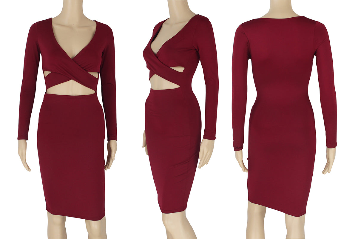 Sexy Women Slim Bodycon Fashion Long Sleeve Nightclub Short Party Dress