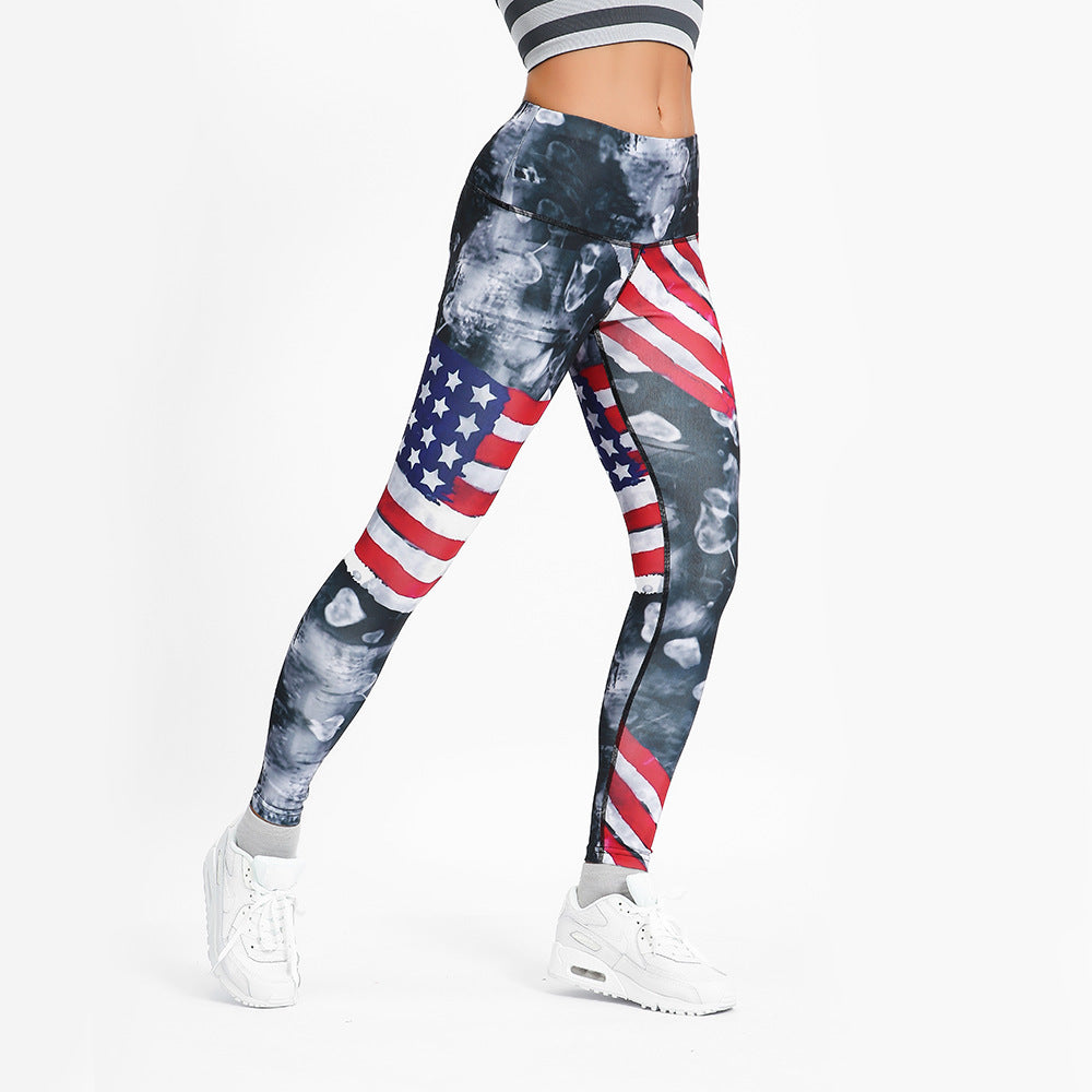 Sexy Printed Skinny Flag Sport Yoga Leggings Pants