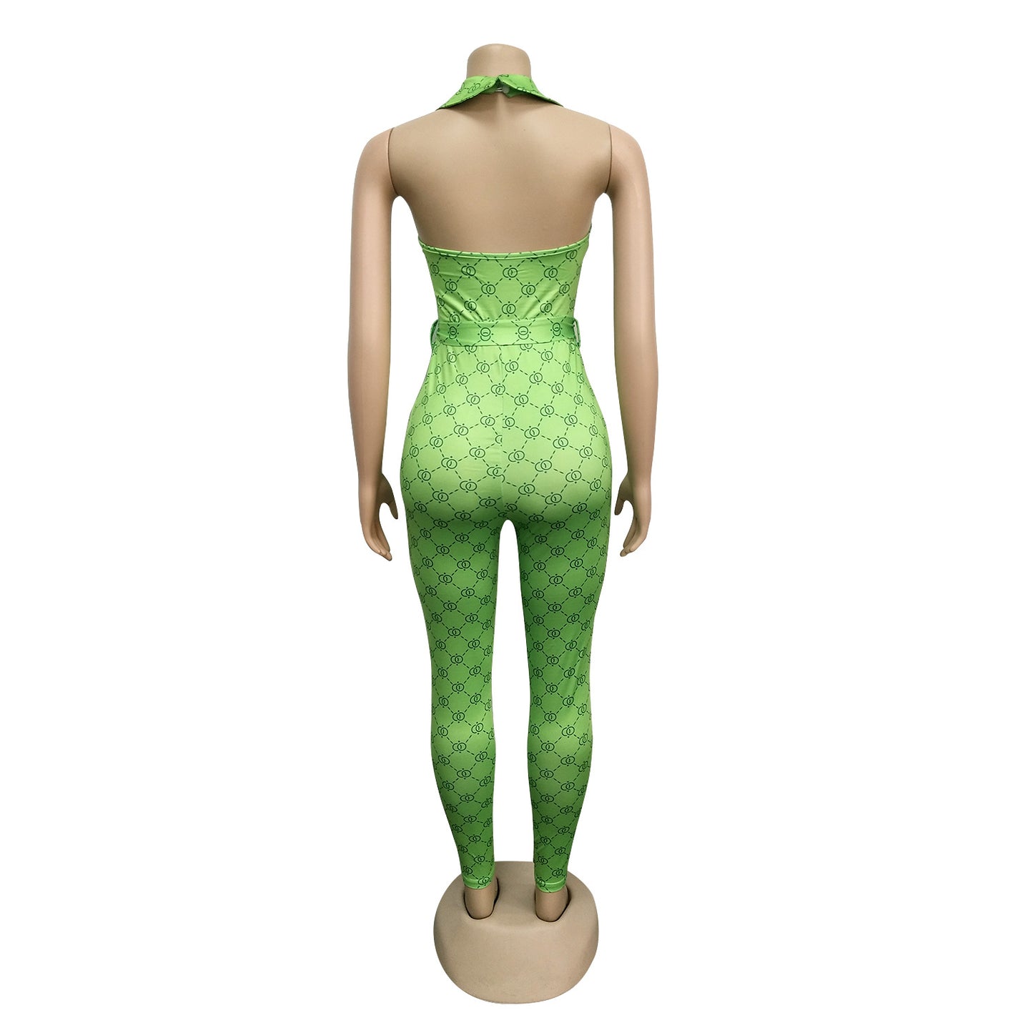 Sexy Printed Halter Nightclub Party Pant Jumpsuit