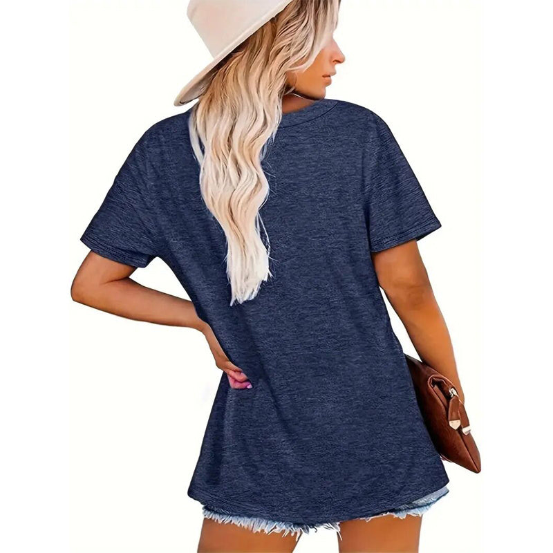 Women's Round Neck Sunset Palm Tree Print Short Sleeve T-Shirt Tees Tops