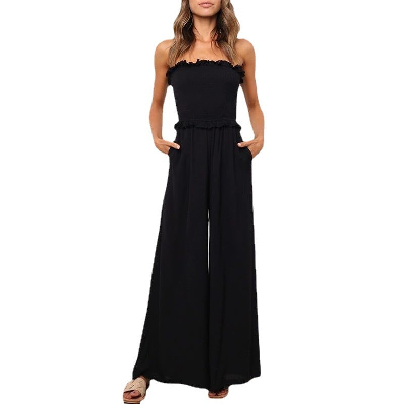 Women Leisure Loose Sleeveless Party Horn Pant Jumpsuits