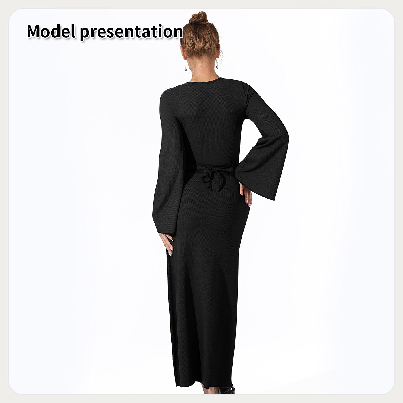 Women Fashion Simple Solid Color Long Party Dress