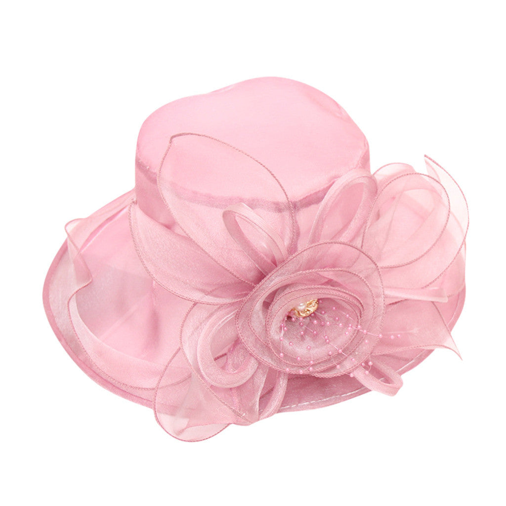 Women Mesh Big Brim Wedding Church Travel Dress Hat