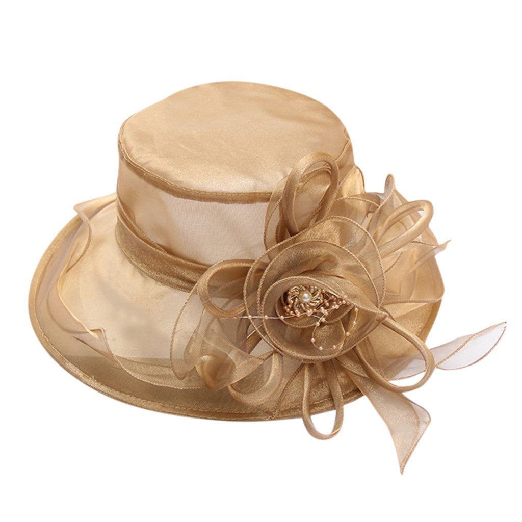 Women Mesh Big Brim Wedding Church Travel Dress Hat