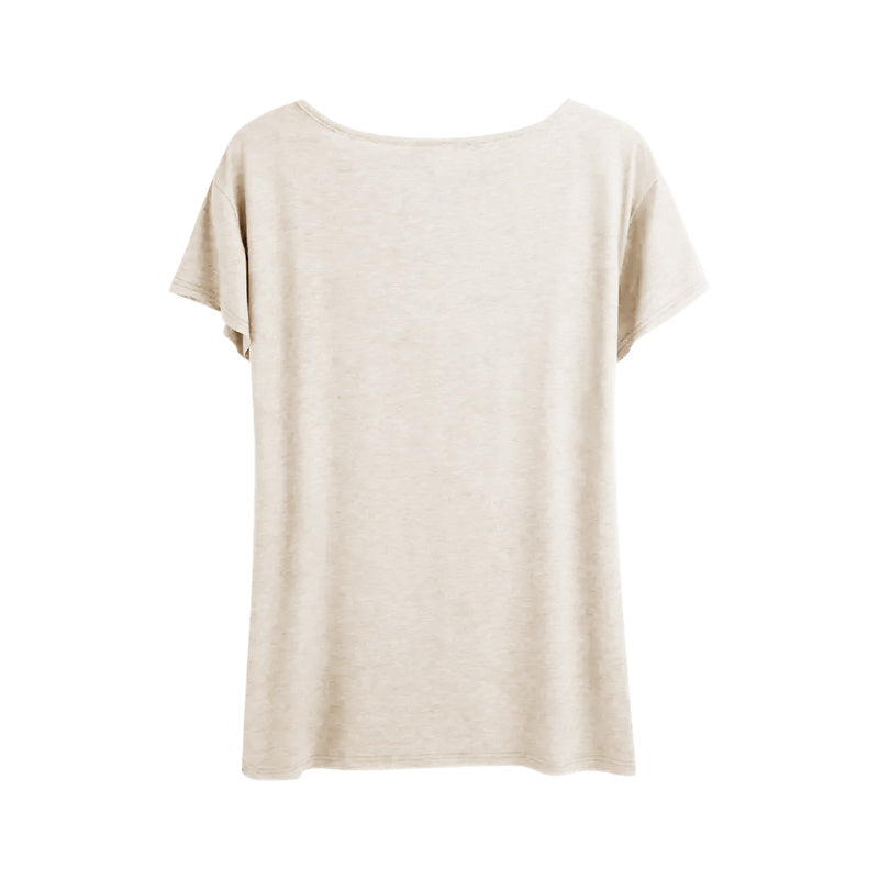 Women's 'Apple Teach' Print Round Neck T-Shirt Short Sleeve Tees Tops