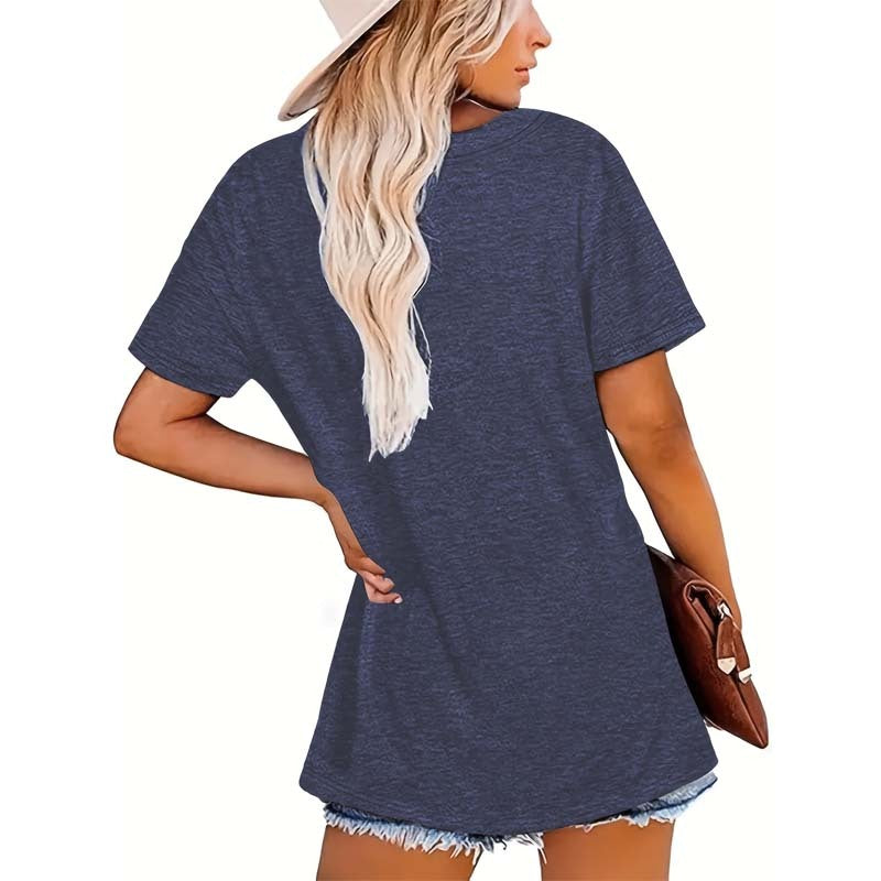 Women's Yellow Floral Print Short Sleeve Tee Round Neck Shirts Tops