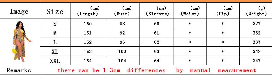 Women's Fashion Print Long Sleeve Cape Swimsuit Two Piece Bikini Dress Suits