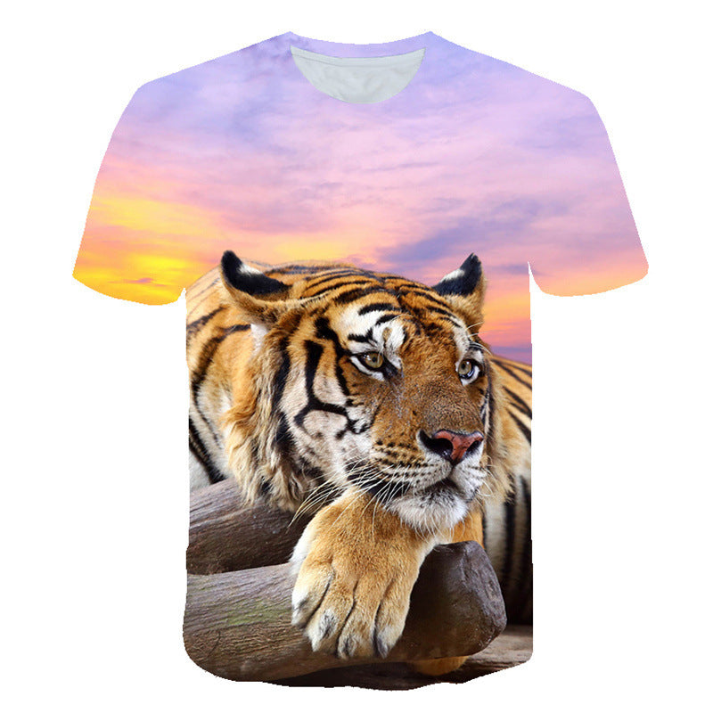 Men 3D Digital Print Round Neck Animal Pattern Tees T-shirts