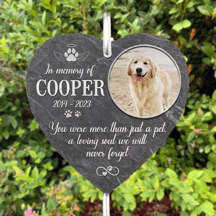 Personalized Memorial Garden Slate & Hook - Cemetery Decorations Stone for Pets Dog Grave Gifts