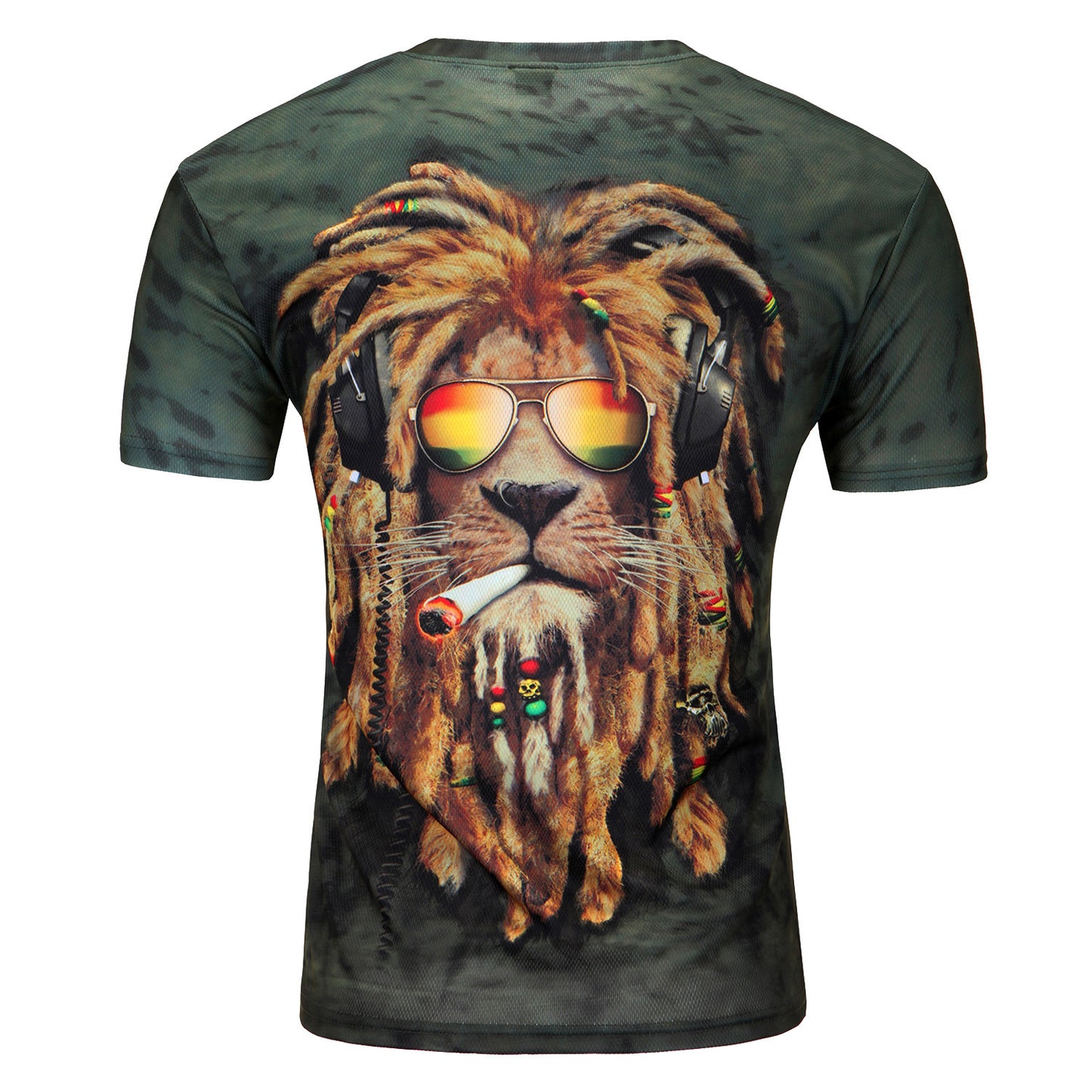 Men Fashion 3D Printing lions Short sleeved T-shirt Tops Tees