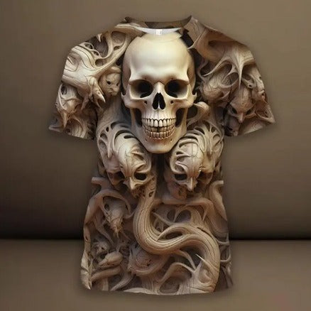 Men's 3D Skull Printed Hip Hop Trendy Tops Tees T-shirt