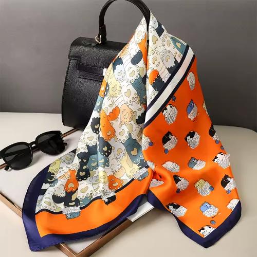 Women Fashion Square Small Silk Satin Scarf Design Printed Bandana Scarves