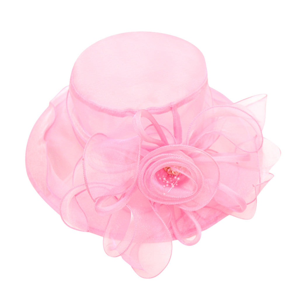 Women Mesh Big Brim Wedding Church Travel Dress Hat