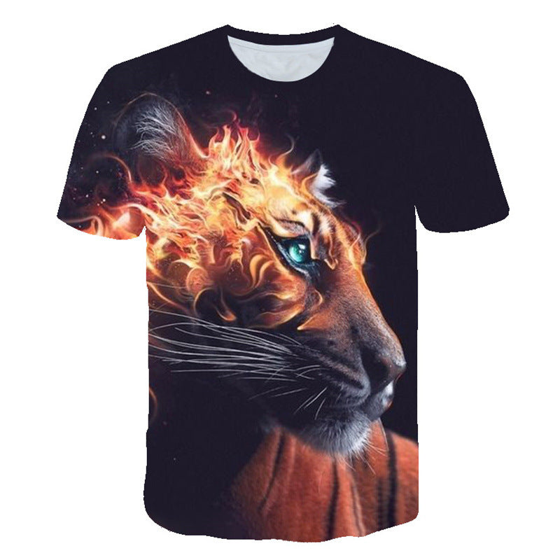 Men 3D Digital Print Round Neck Animal Pattern Tees T-shirts