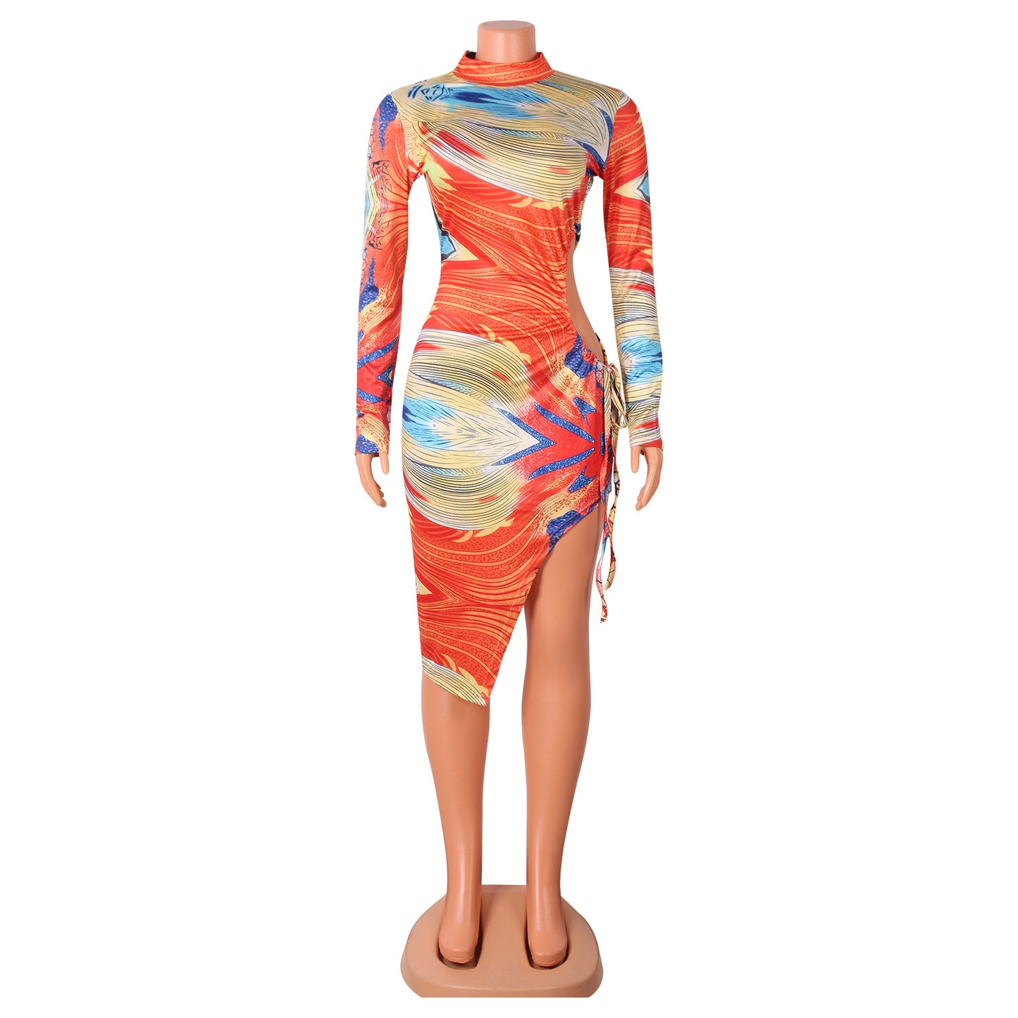Sexy Mid-Waist Printed Milk Silk Night Clubbing Party Skirt Dress