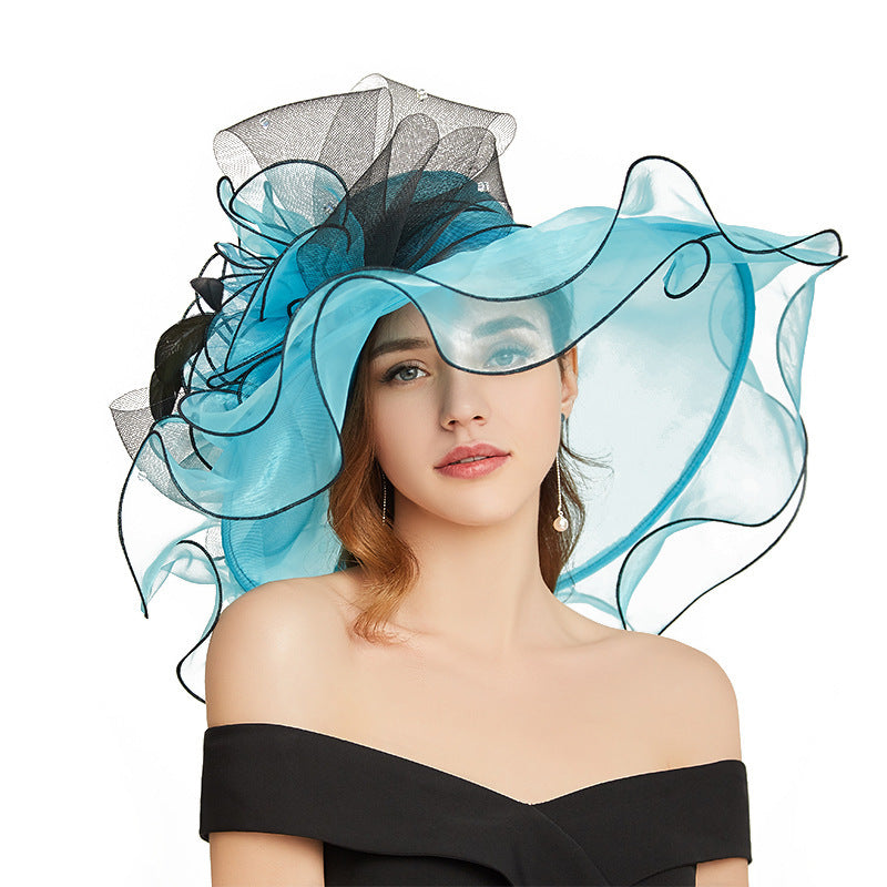 Women Fashion Big Brim Fashion Organza Dress Hat