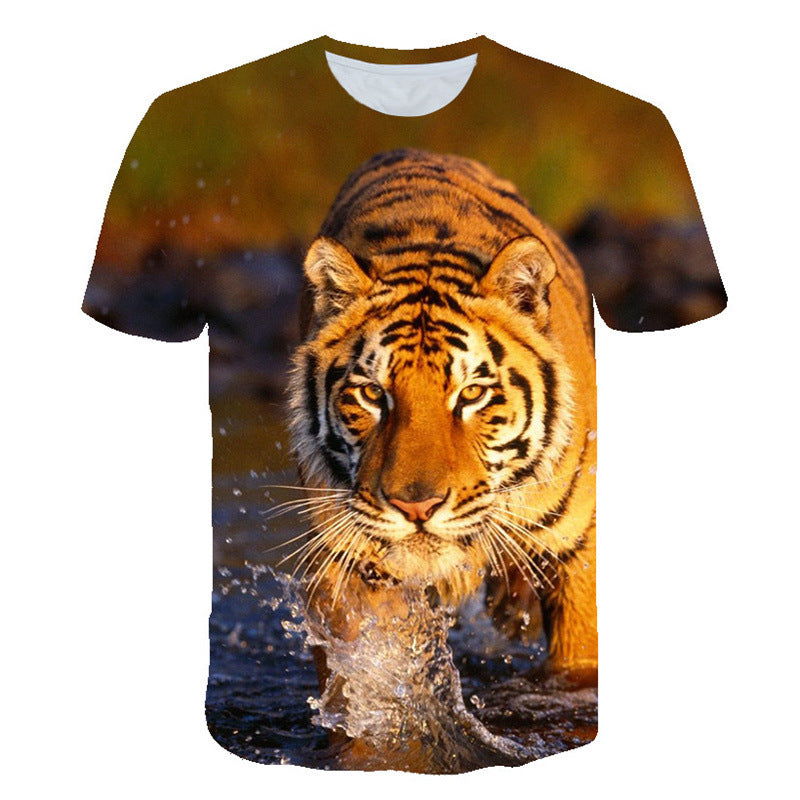 Men 3D Digital Print Round Neck Animal Pattern Tees T-shirts
