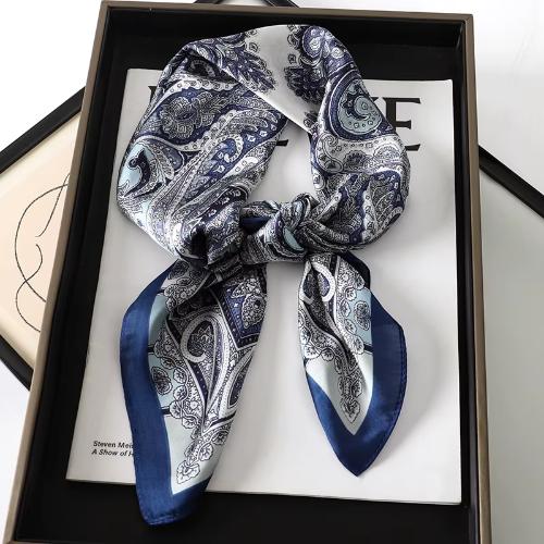 Women Design Square Silk Satin Scarf Flower Prints Bandana Scarves