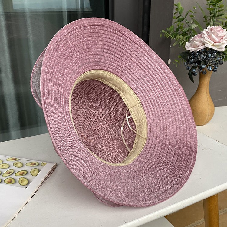 Women Sunscreen Splicing Wedding Travel Church Dress Sun Hat