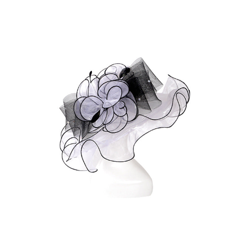 Women Fashion Big Brim Fashion Organza Dress Hat
