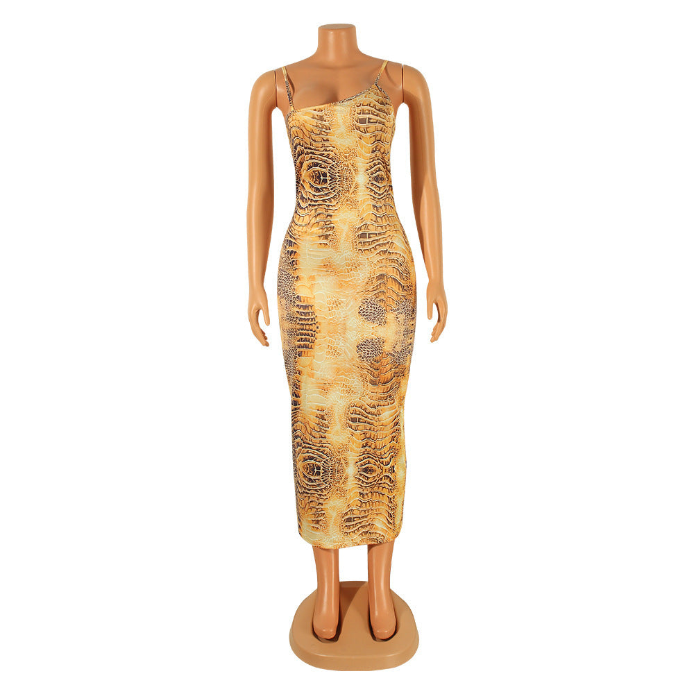 Fashion Sexy Sling Tight Sleeveless Long Nightclub Party Dress