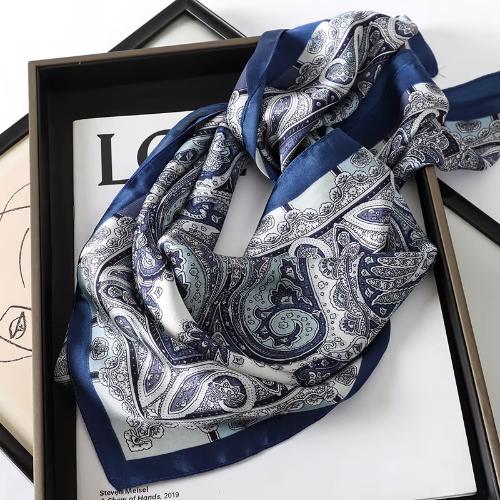 Women Design Square Silk Satin Scarf Flower Prints Bandana Scarves