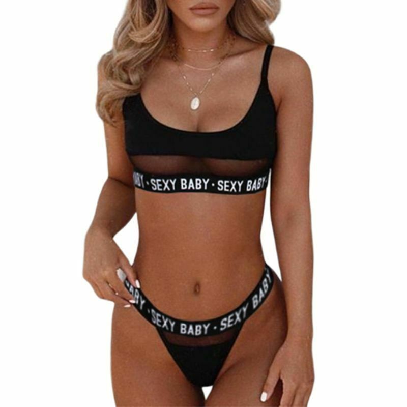 Sexy Baby Print Letters Split Fashion Two Pieces Bathing Bikini Suits