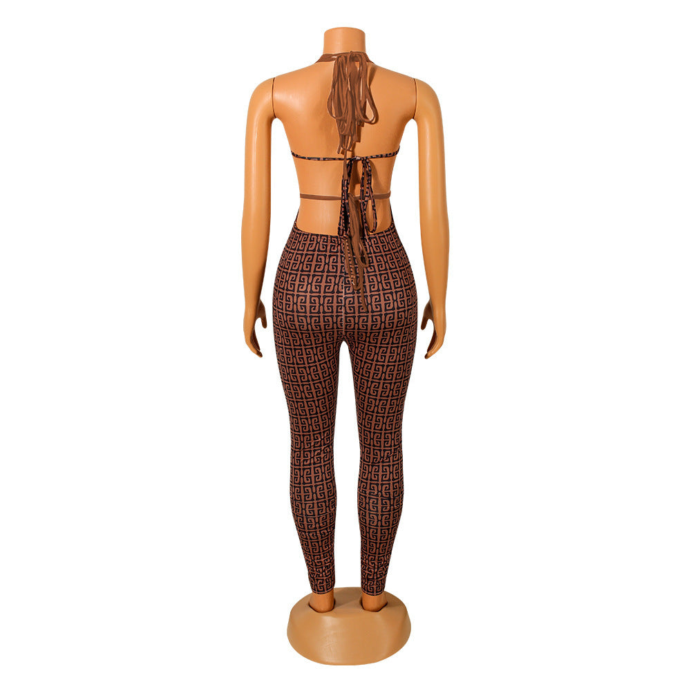 Sexy Stitching Strappy Sleeveless Skinny Nightclub Party Jumpsuit