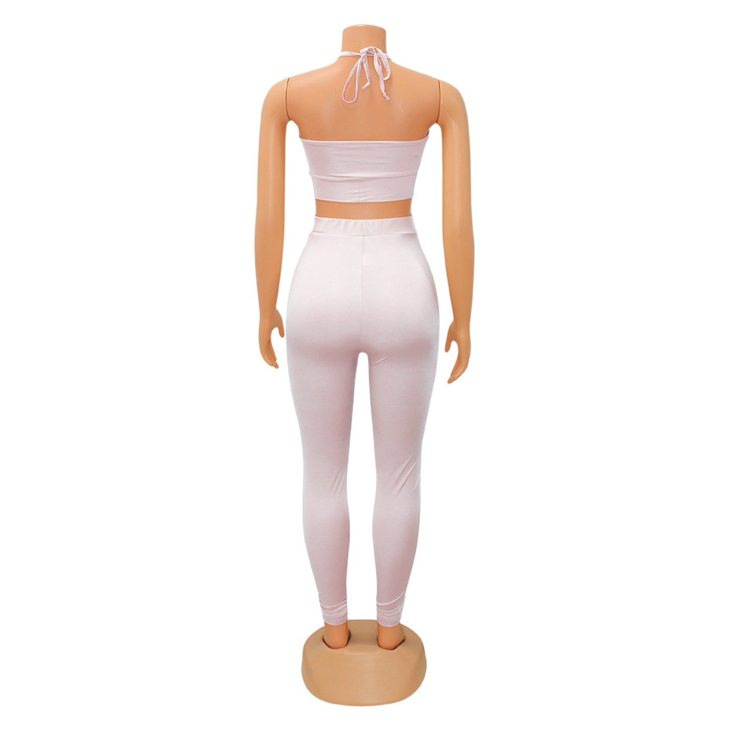 Women's Skinny Cutout Tie Two Piece Nightclub Party Tops Pant Set