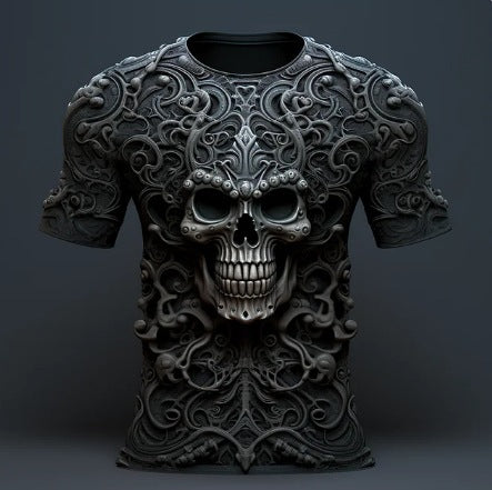 Men's 3D Skull Printed Hip Hop Trendy Tops Tees T-shirt