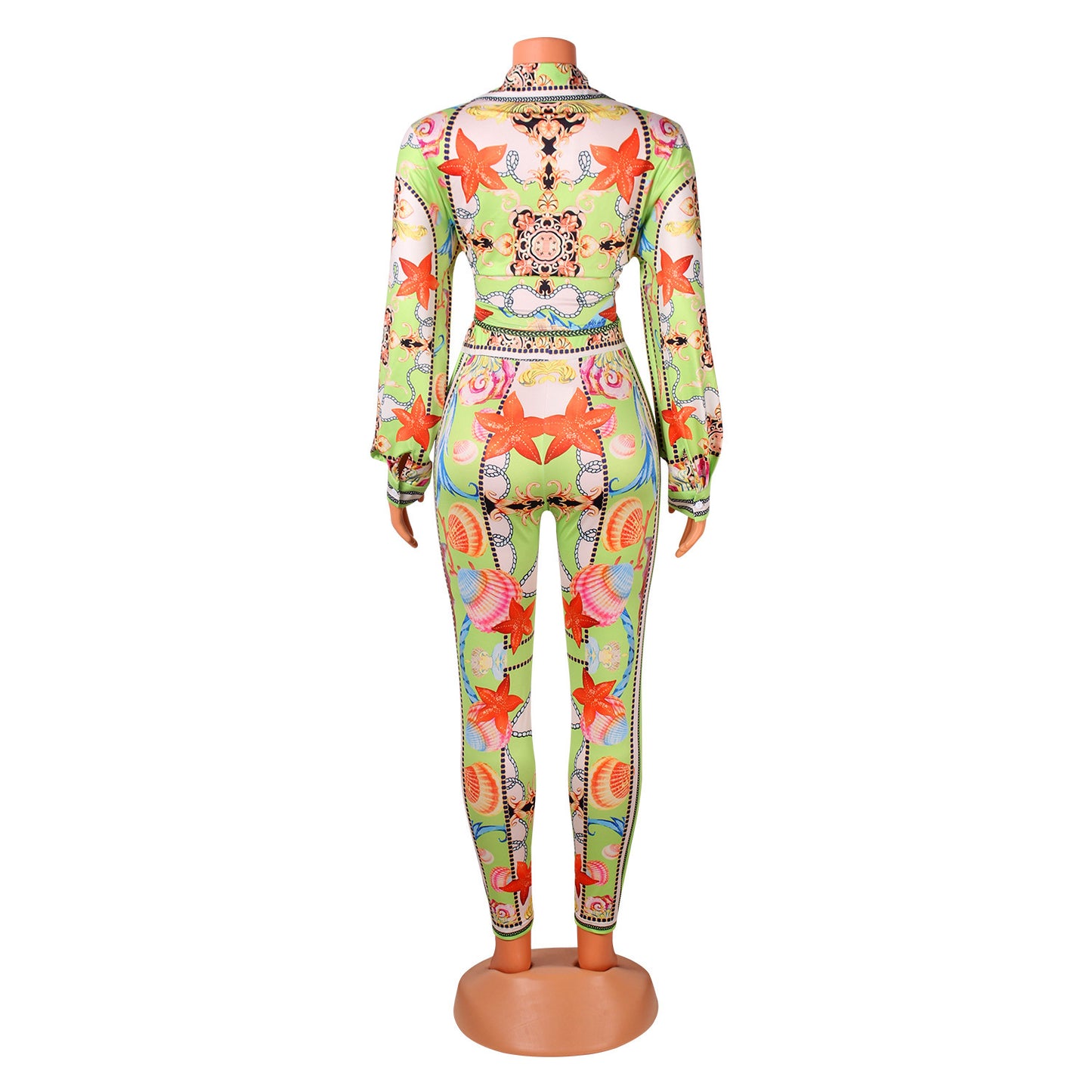 Sexy Digital Printing Fashion Club Party Tops Trouser Pant Suit