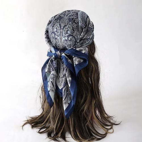 Women Design Square Silk Satin Scarf Flower Prints Bandana Scarves