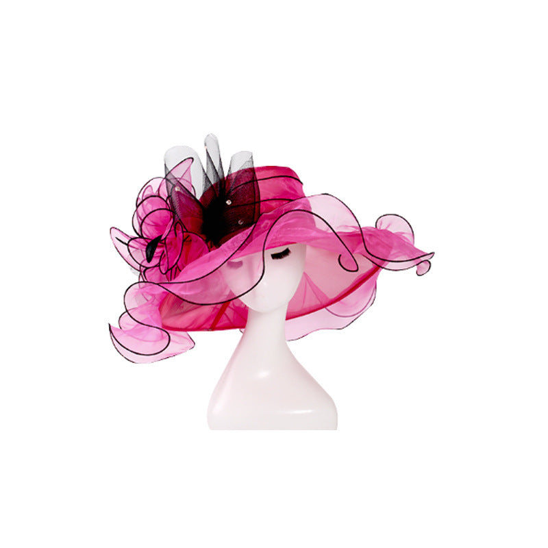 Women Fashion Big Brim Fashion Organza Dress Hat