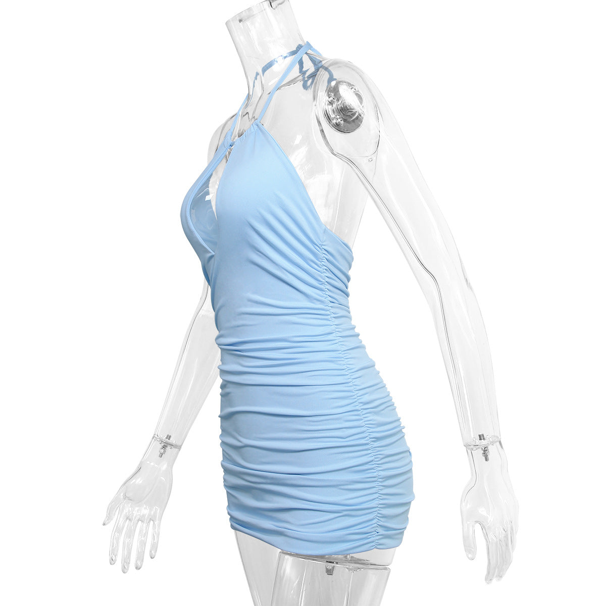 Sexy Women Lace-up Halter Neck Open-back Night Party Dress