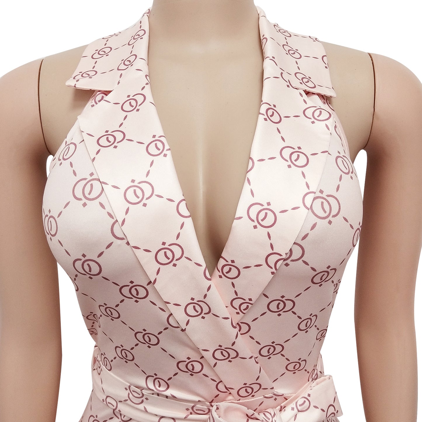Sexy Printed Halter Nightclub Party Pant Jumpsuit