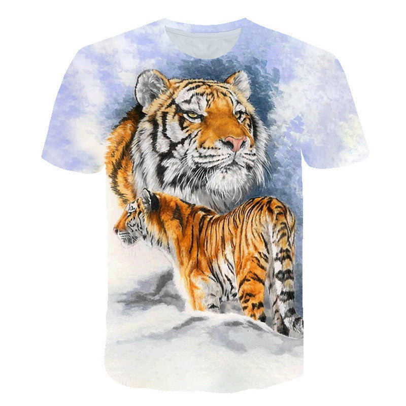 Men 3D Digital Print Round Neck Animal Pattern Tees T-shirts