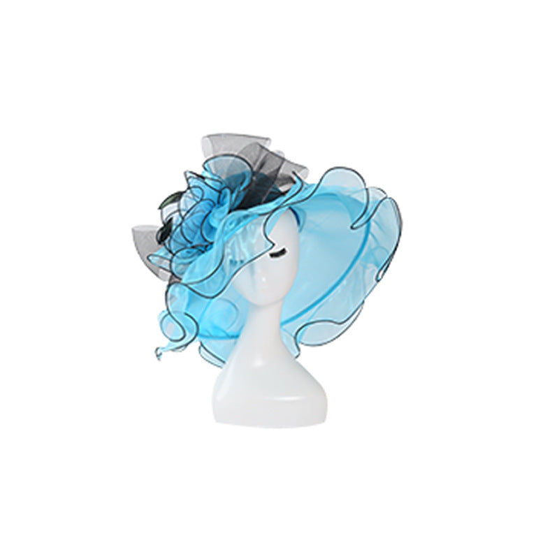 Women Fashion Big Brim Fashion Organza Dress Hat